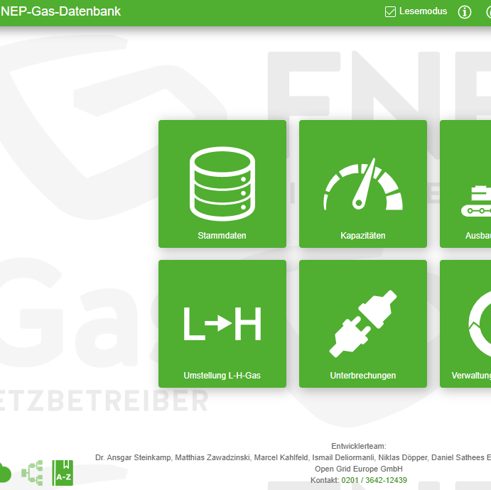 NEP Gas Datenbank